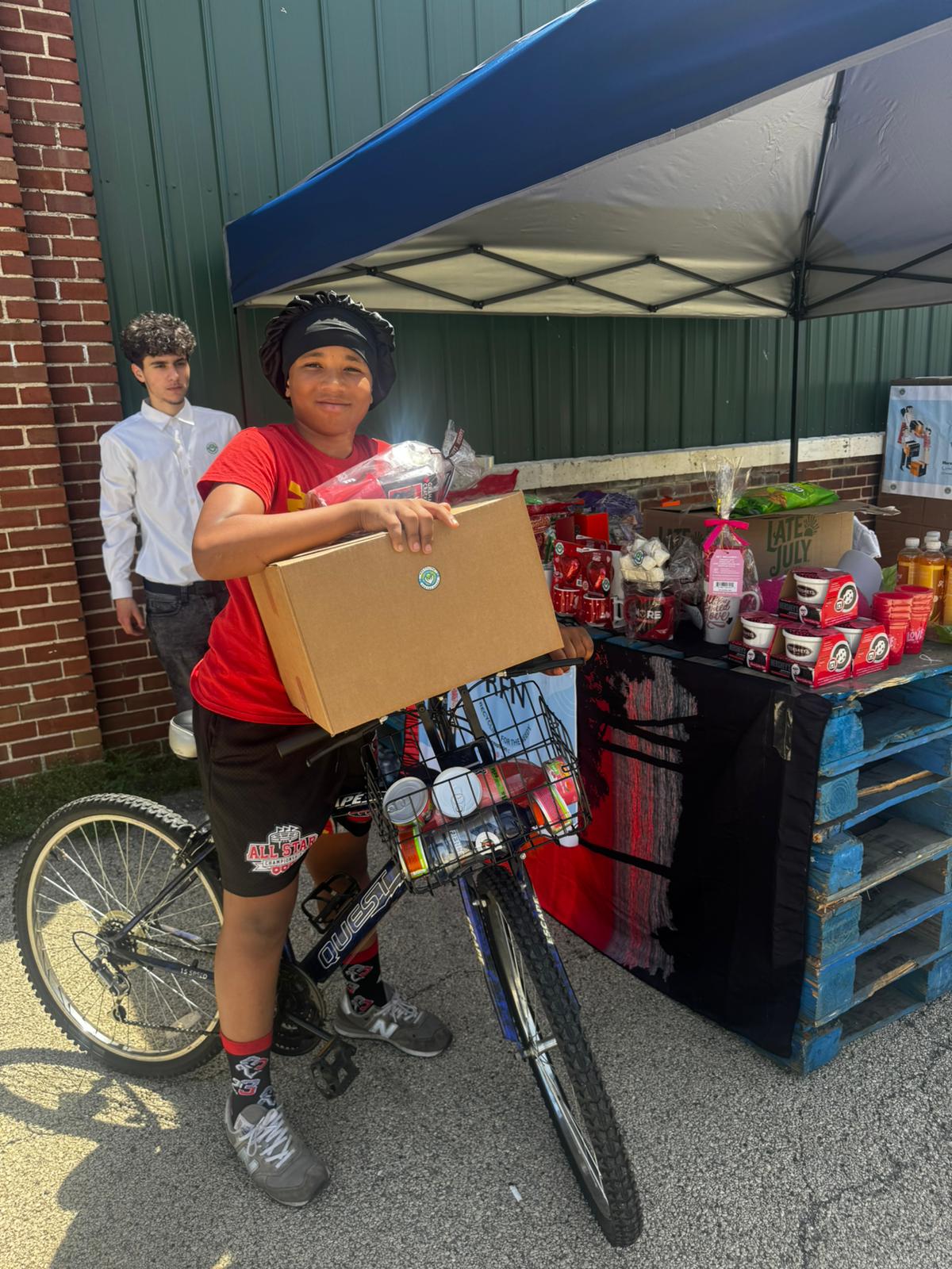 A child with recyclables