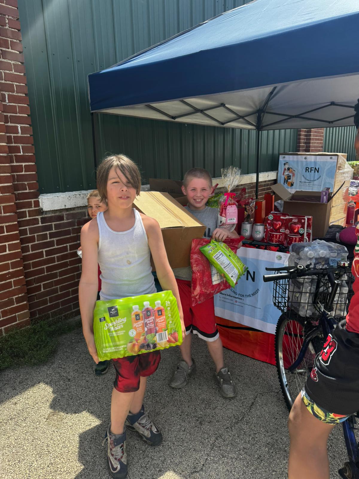 A group of kids with recyclables